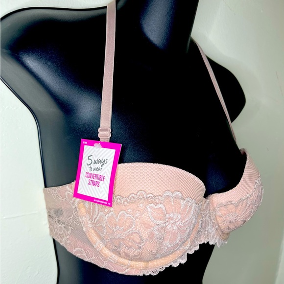 NWT MAIDENFORM 34B WEAR MULTI 5 WAYS UNDERWIRE NUDE SUPPORT PUSH UP CLEAVAGE BRA - Picture 3 of 16